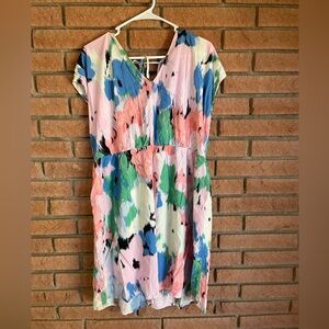 Ava & Viv Pink and Blue Artistic Dress